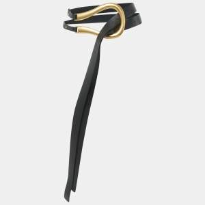 Bottega Veneta Black Leather Horseshoe Buckle Belt M