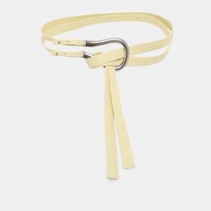 Pre Owned Bottega Veneta Lime Leather Double Strap Horsebit Buckle Waist Belt S