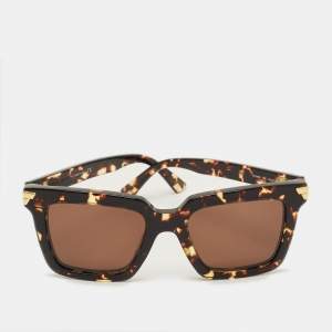 Pre Owned Bottega Veneta Tortoise Brown BV1005S Square Sunglasses