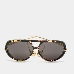 Pre Owned Bottega Veneta Black/Gold Tone BV1273S Drop Aviator Sunglasses