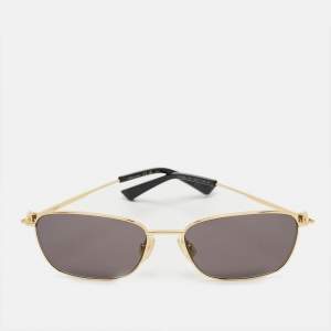 Pre Owned Bottega Veneta Black/Gold BV1300S Rectangle Sunglasses