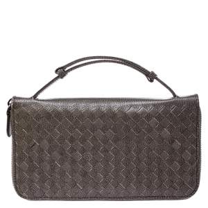 Bottega Veneta Pale Green Intreciatto Leather Zippy Travel Organizer 