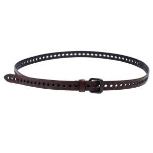 Bottega Veneta Brown Eyelet Leather Double Wrap Buckle Belt 140CM