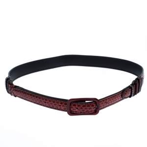 Bottega Veneta Red/Black Python Buckle Belt 80CM