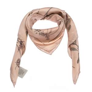 Bottega Veneta Pale Pink Botanic Silk Square Scarf