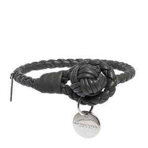 Bottega Veneta Grey Intrecciato Nappa Leather Knot Bracelet S
