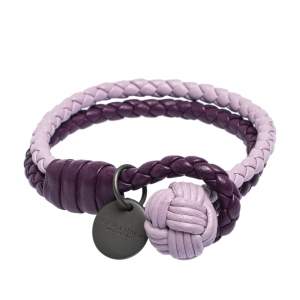 Bottega Veneta Bicolor Intrecciato Nappa Leather Knot Bracelet S