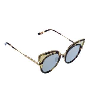 Pre Owned Bottega Veneta Havana/ Gold Mirrored BV0094S Cat Eye Sunglasses