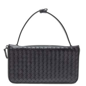 Pre Owned Bottega Veneta Black Intrecciato Leather Zippy Travel Organizer 