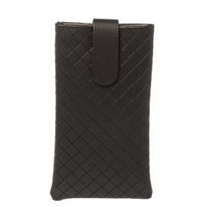 Pre Owned Bottega Veneta Brown Intrecciato Leather Sunglasses Case 