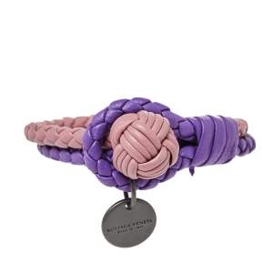 Pre Owned Bottega Veneta Bicolor Intrecciato Nappa Leather Knot Bracelet