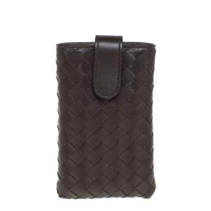 Bottega Veneta Brown Intrecciato Leather Phone Case
