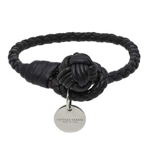 Pre Owned Bottega Veneta Brown Intrecciato Leather Knot Bracelet