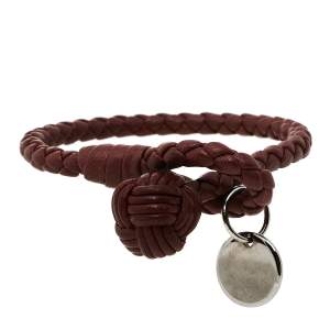 Pre Owned Bottega Veneta Pale Brown Intrecciato Nappa Leather Knot Bracelet S