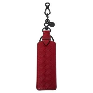 Bottega Veneta Red Intrecciato Leather Bag Charm/Key Chain