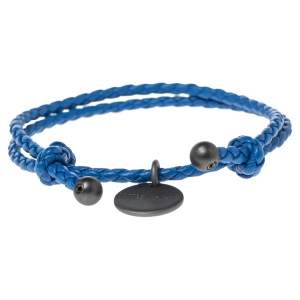 Pre Owned Bottega Veneta Blue Intrecciato Leather Adjustable Bracelet