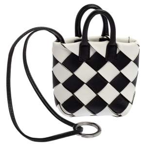 Bottega Veneta Black/White Intrecciato Leather Cabat Bag Charm