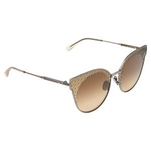 Pre Owned Bottega Veneta Brushed Silver Tone/Brown Gradient Cat Eye Sunglasses