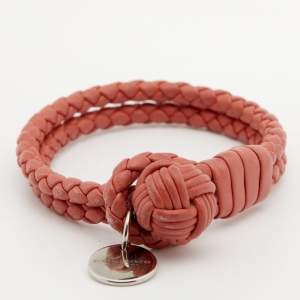 Pre Owned Bottega Veneta Intrecciato Leather Double Strand Knot Bracelet