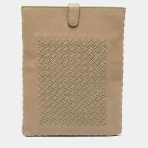 Bottega Veneta Beige/Green Intrecciato Leather iPad Case