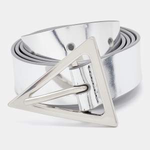 Bottega Veneta Silver Leather Triangle Buckle Belt 80 CM