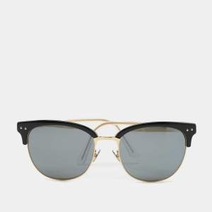 Pre Owned Bottega Veneta Black/Gold BV0092SK Rectangle Sunglasses 