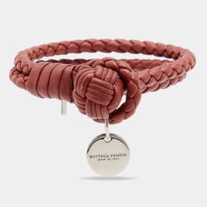 Bottega Veneta Brown Intrecciato Leather Double Knot Bracelet S