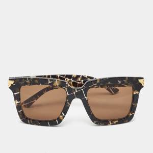 Pre Owned Bottega Veneta Black Printed BV1005S Square Sunglasses