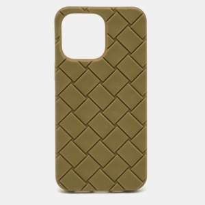 Bottega Veneta Olive Green Intrecciato Rubber Silicone iPhone 14 Pro Max Case