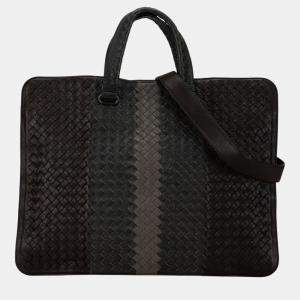 Bottega Veneta Black Intrecciato Nappa Club Fume Briefcase