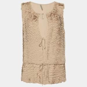 Bottega Veneta Beige Silk Front Tie-Up Top S