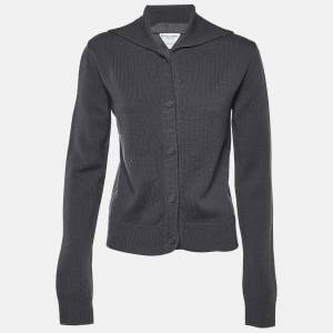 Bottega Veneta Grey Wool Knit Button Front Cardigan S