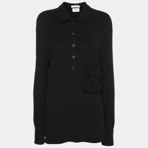 Bottega Veneta Black Viscose Blend Long Sleeve Polo Shirt S