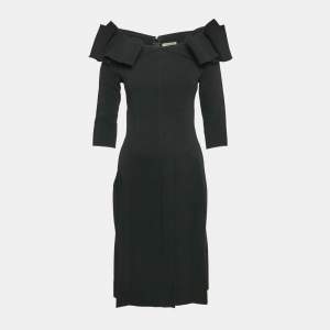 Bottega Veneta Black Crepe Gathered Short Dress S