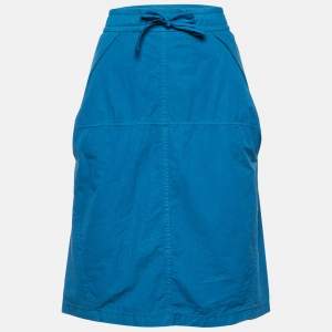 Bottega Veneta Teal Blue Cotton Drawstring Waist Skirt S