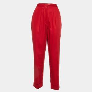 Bottega Veneta Red Cotton Pleated Pants M