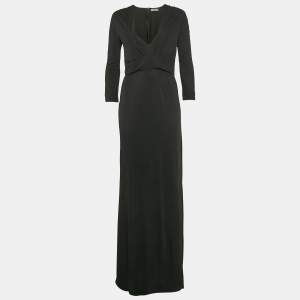 Bottega Veneta Black Jersey V-Neck Maxi Dress S