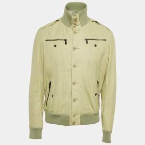 Bottega Veneta Green Leather Buttoned Jacket XL