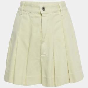Pre Owned Bottega Veneta Cream Denim Pleated Mini Skirt S