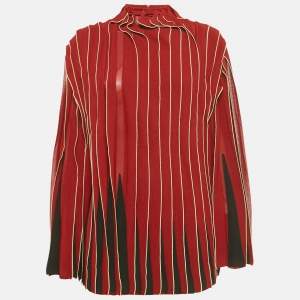 Pre Owned بلوزة بوتيغا فينيتا حياكة حمراء بلوك رقبة طويلة متوسطة الحجم (ميديم)