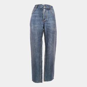 مملوكة مسبقًا Bottega Veneta Blue Denim Print Crepe Pants XS