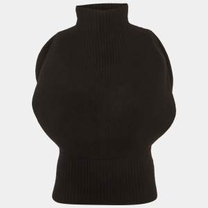 مملوكة مسبقًا Bottega Veneta Black Rib Knit Turtle Neck Sweater Vest S