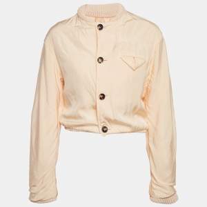 مملوكة مسبقًا Bottega Veneta Light Orange Synthetic Bomber Jacket S