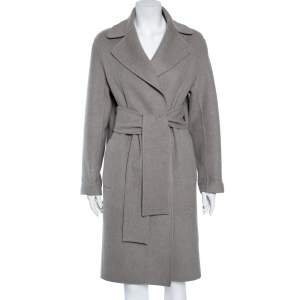 Bottega Veneta Grey Cashmere Open Front Belted Coat S