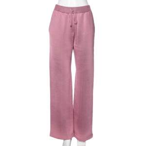 Bottega Veneta Pink Wool Knit Wide Leg Track Pants M