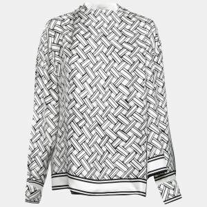 Bottega Veneta Monochrome Printed Silk Wrap Over Top M