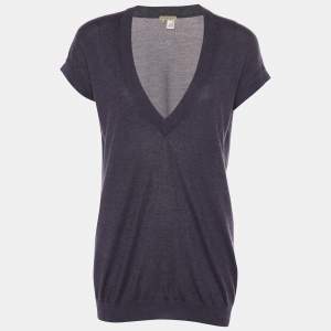 Bottega Veneta Dark Grey Cashmere V-Neck Jumper S