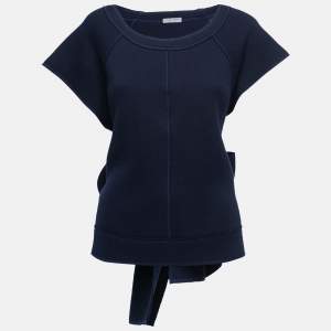 Bottega Veneta Navy Blue Jersey Sleeveless Wrap Sweatshirt M