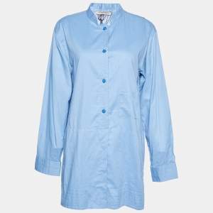 Bottega Veneta Blue Cotton Button Front Long Top S