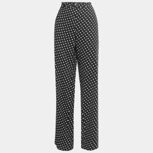 Bottega Veneta Black Polka Dotted Crepe Wide-Leg Pants M